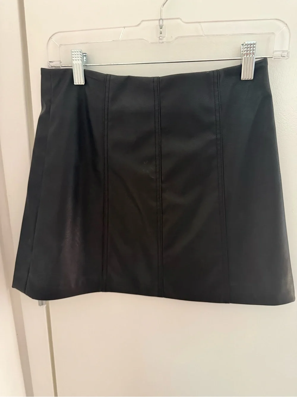 Divided Black Faux Leather Front-Zip Mini Skirt